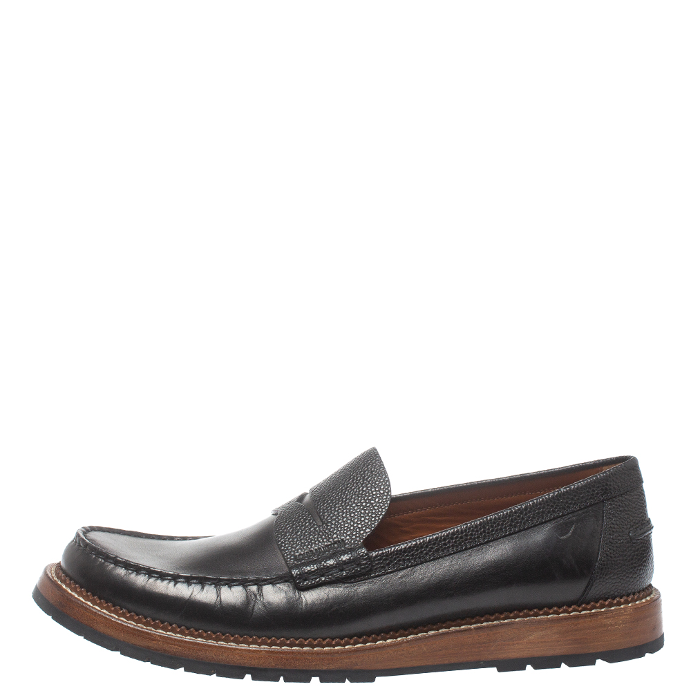 

Louis Vuitton Black Leather Slip On Loafers Size