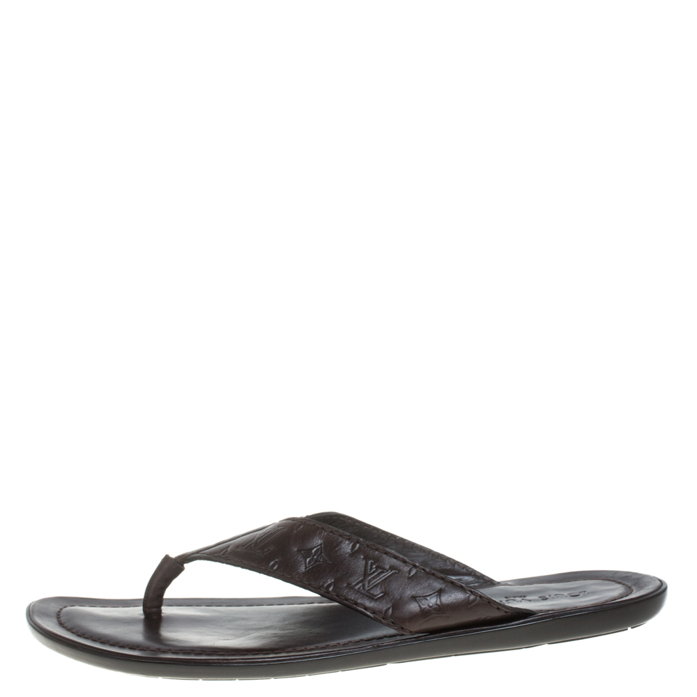 Louis Vuitton Brown Leather Thong Slide Sandals Size