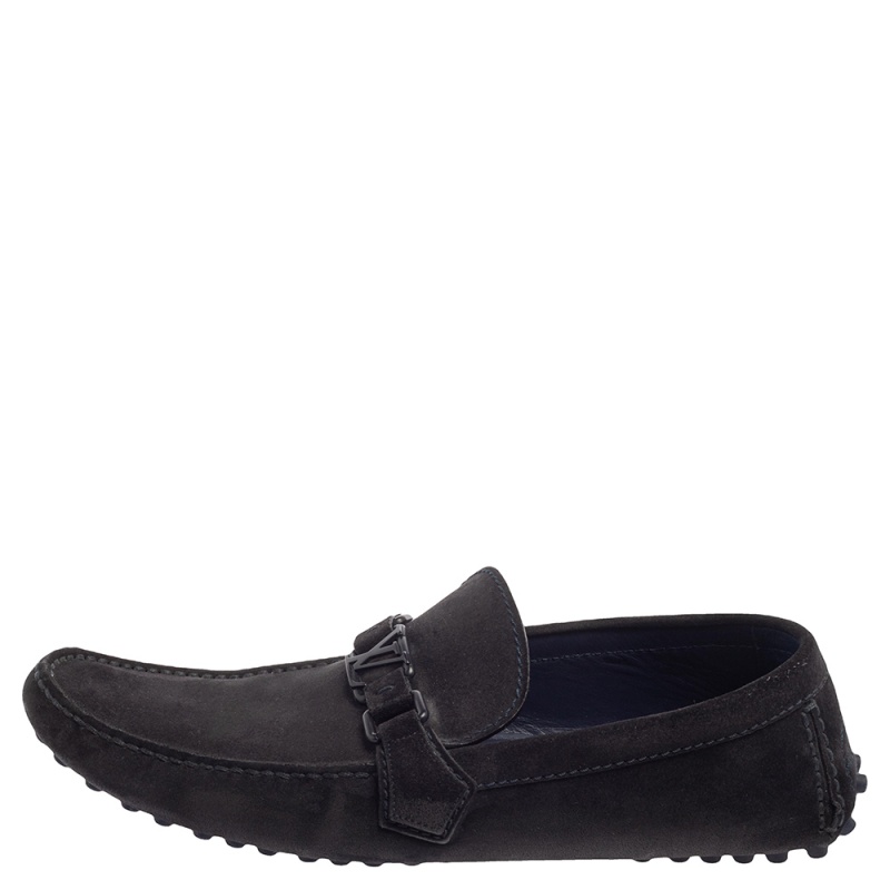 

Louis Vuitton Navy Blue Suede Hockenheim Loafers Size