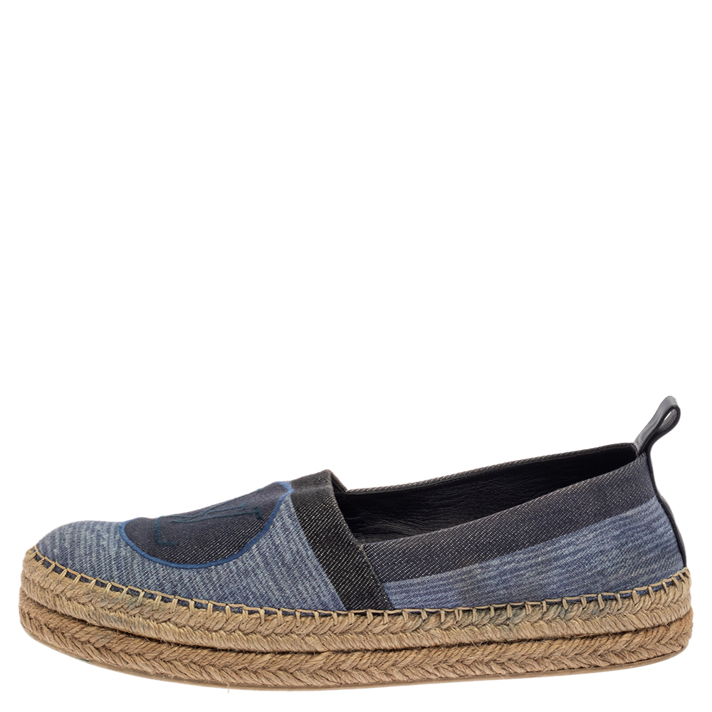 

Louis Vuitton Blue Denim Logo Espadrille Sneakers Size