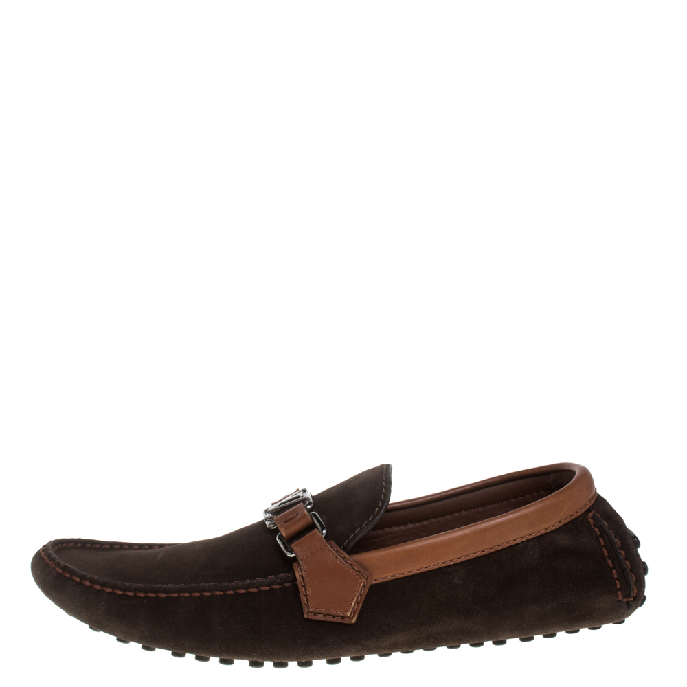 

Louis Vuitton Brown Suede And Leather Monte Carlo Loafers Size