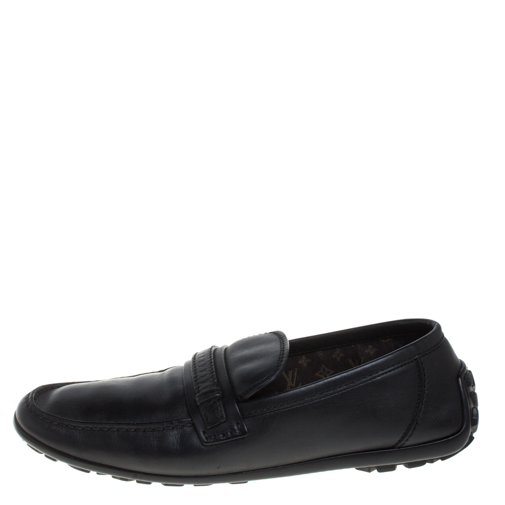 

Louis Vuitton Black Leather Slip On Loafers Size