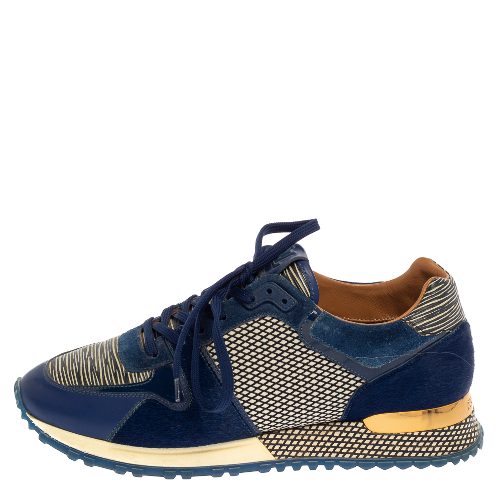 

Louis Vuitton Two Tone Fabric, Calfhair and Leather Run Away Sneakers Size, Blue