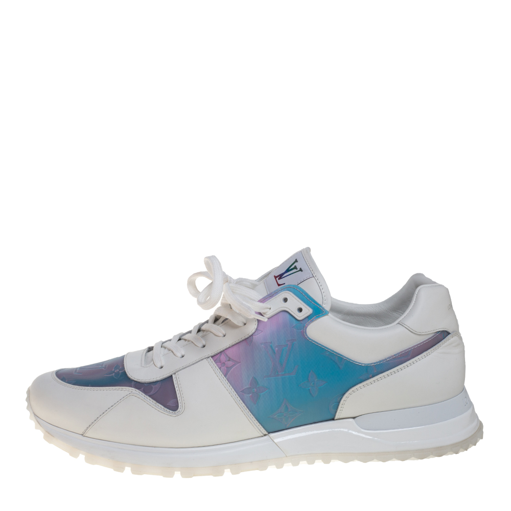 

Louis Vuitton White Iridescent Leather And Technical Rubber Run Away Sneakers Size