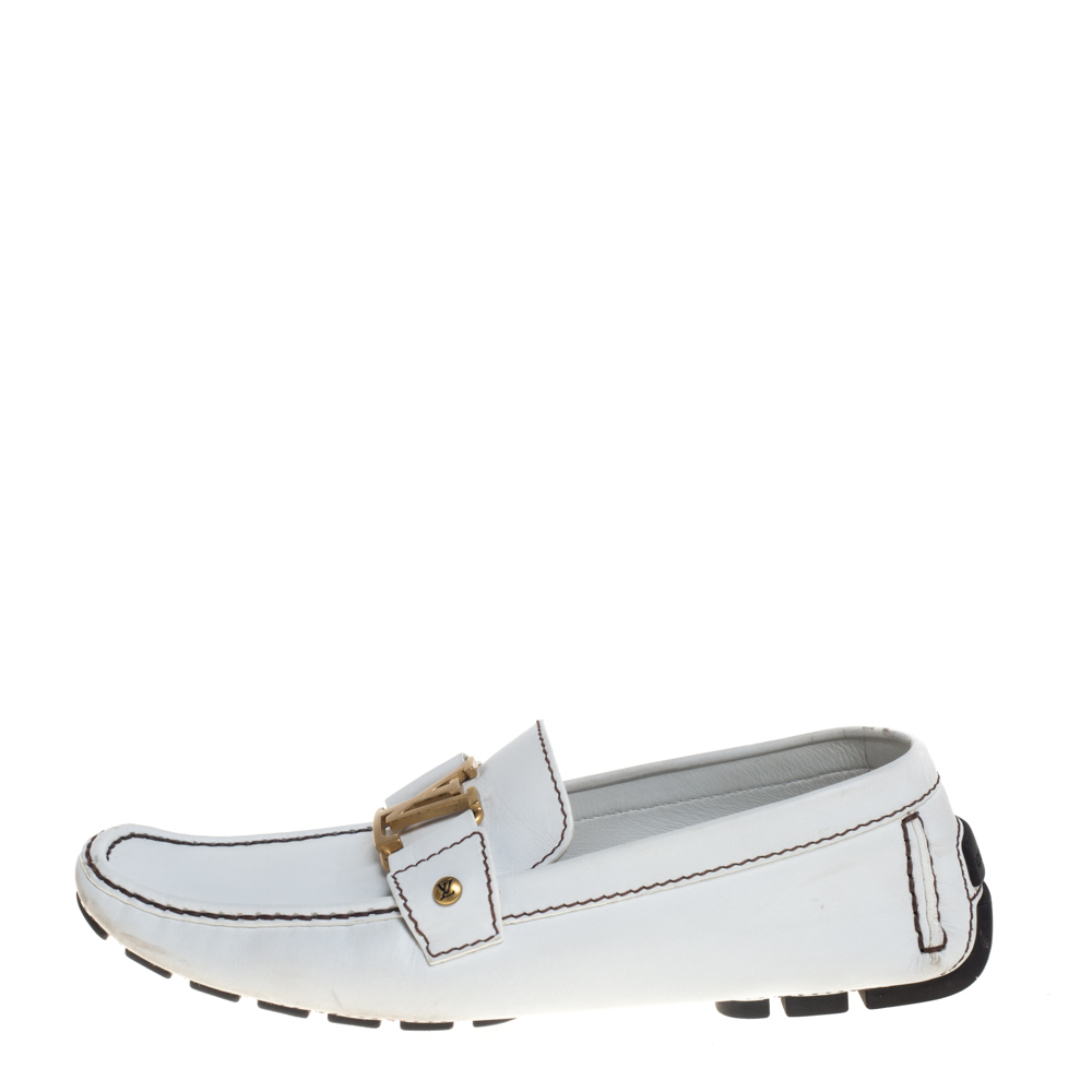 

Louis Vuitton White Leather Monte Carlo Loafers Size