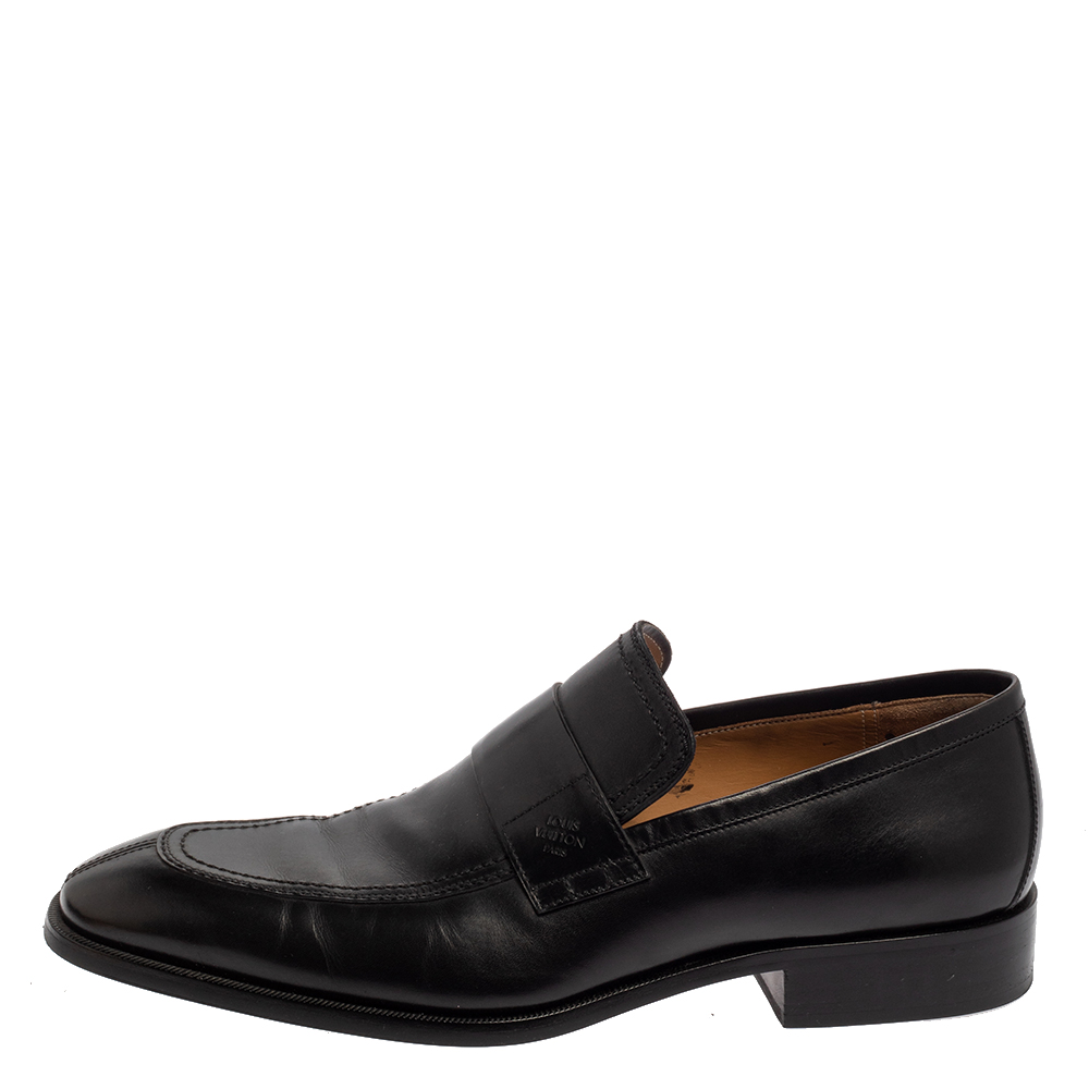 

Louis Vuitton Black Leather Slip On Loafers Size