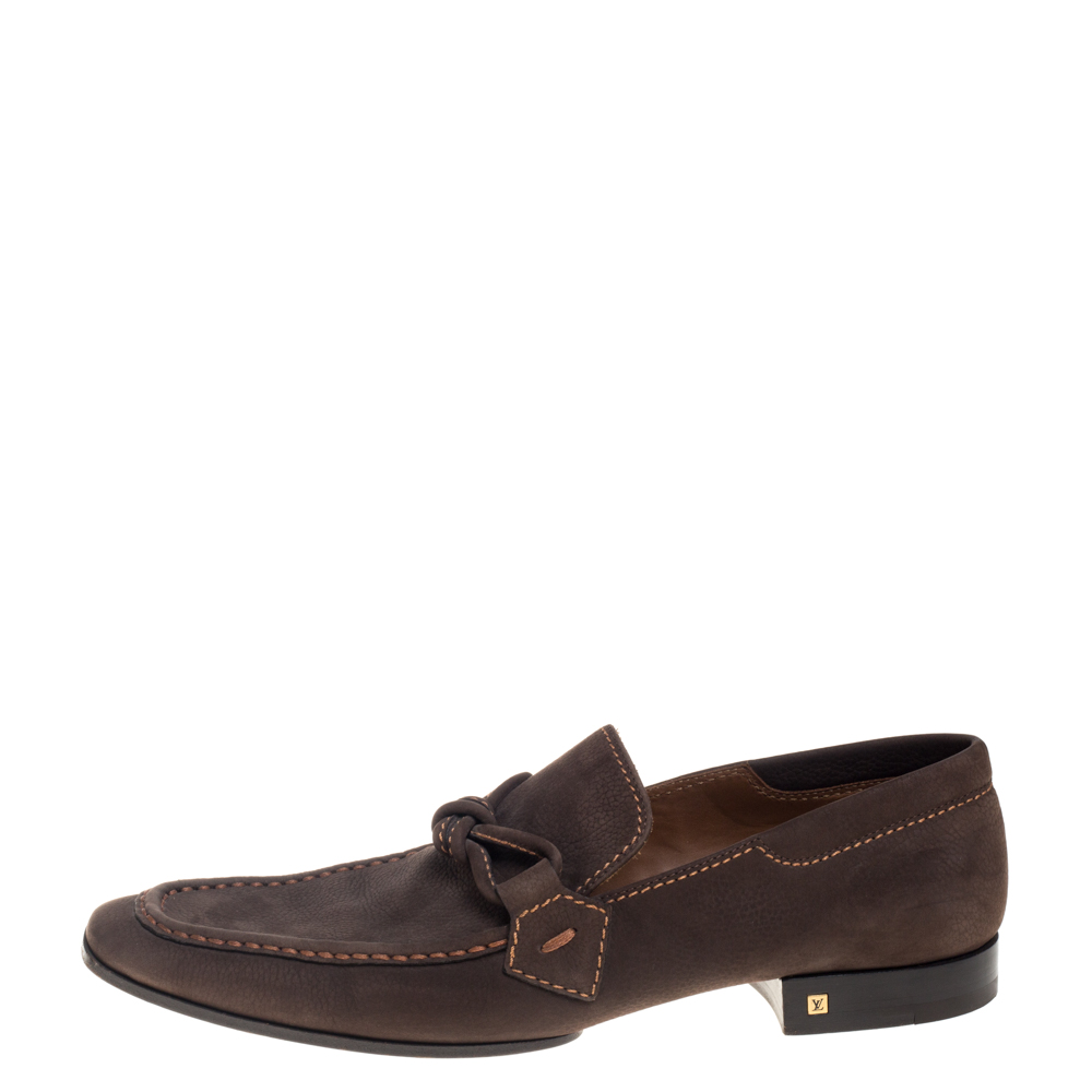 

Louis Vuitton Vintage Brown Nubuck Slip On Loafers Size