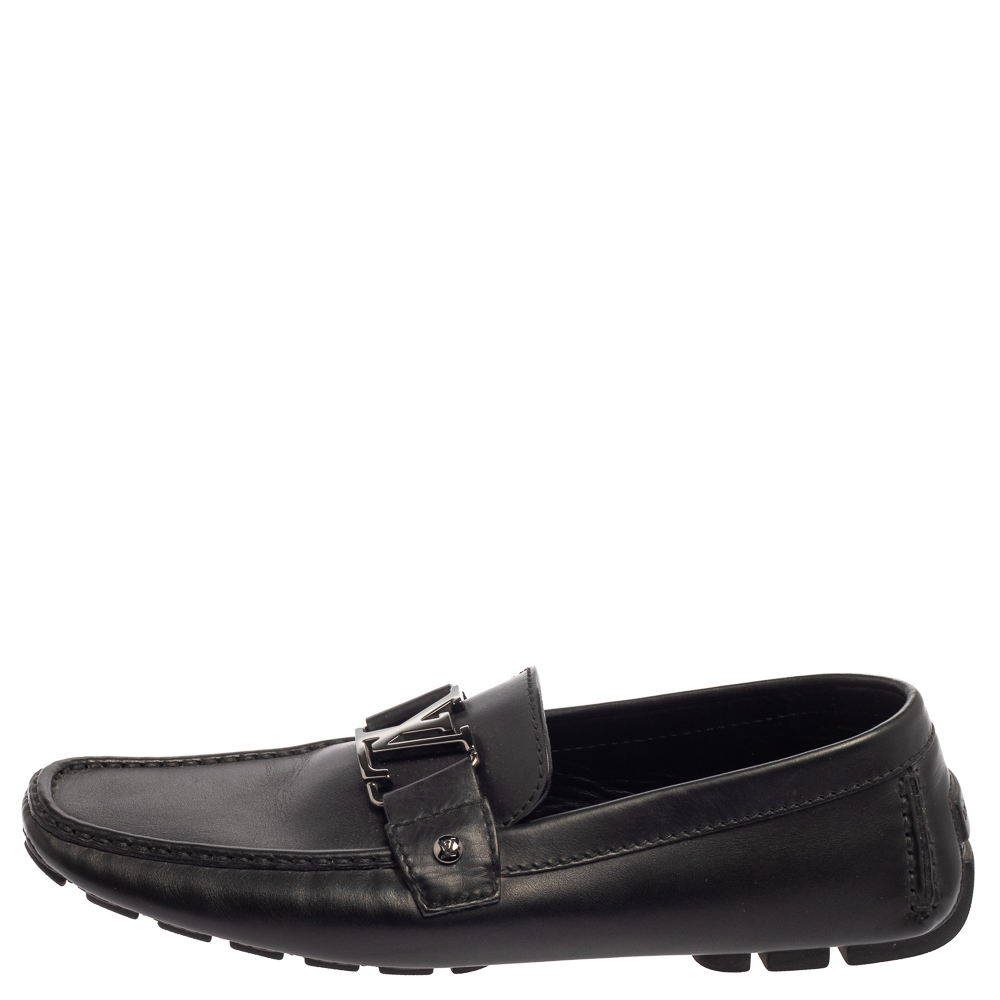 

Louis Vuitton Black Leather Monte Carlo Loafers Size