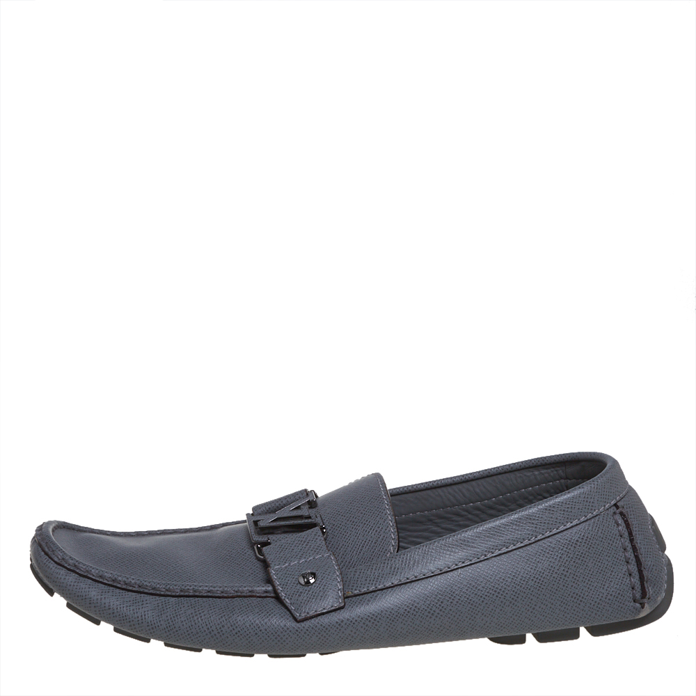

Louis Vuitton Grey Leather Monte Carlo Loafers Size