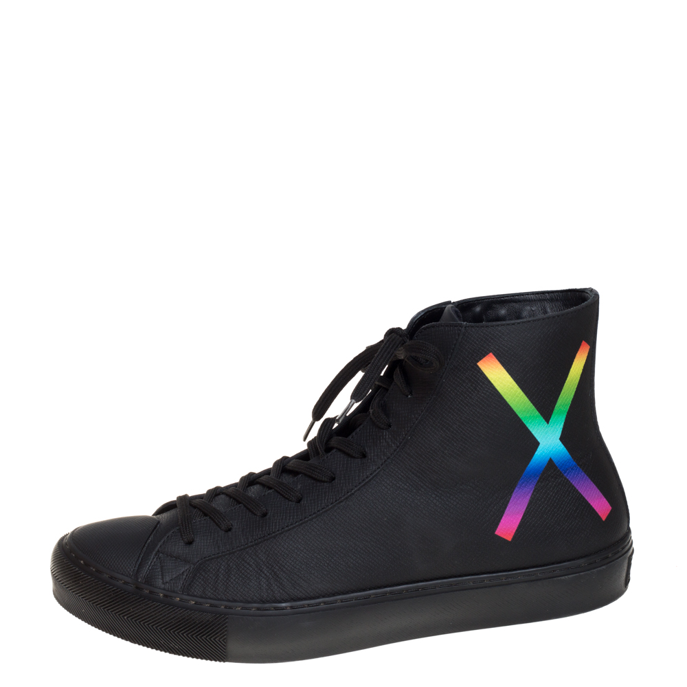 

Louis Vuitton Black Leather Tattoo High Top Sneakers Size