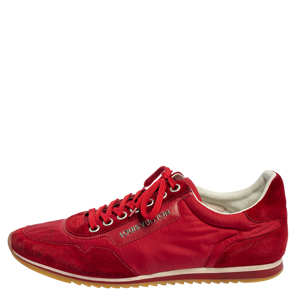 

Louis Vuitton Red Suede And Nylon Low Top Sneakers Size