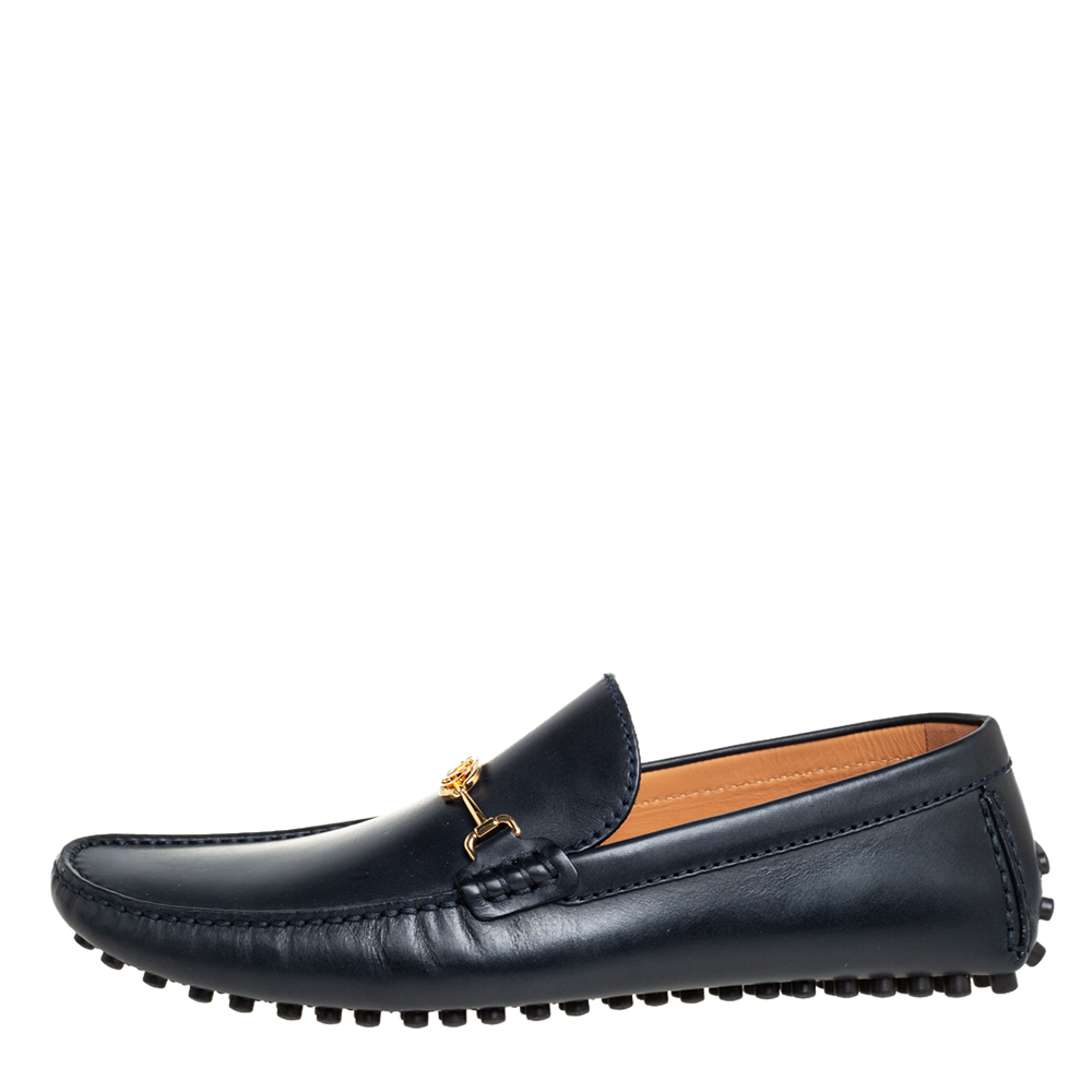 

Louis Vuitton Black Leather LV Club Slip On Loafers Size