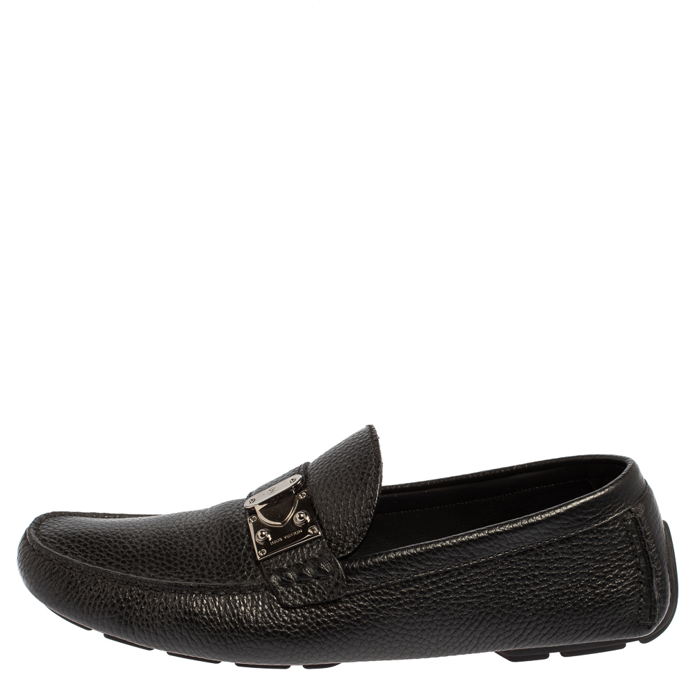 

Louis Vuitton Black Leather Racetrack Slip On Loafers Size