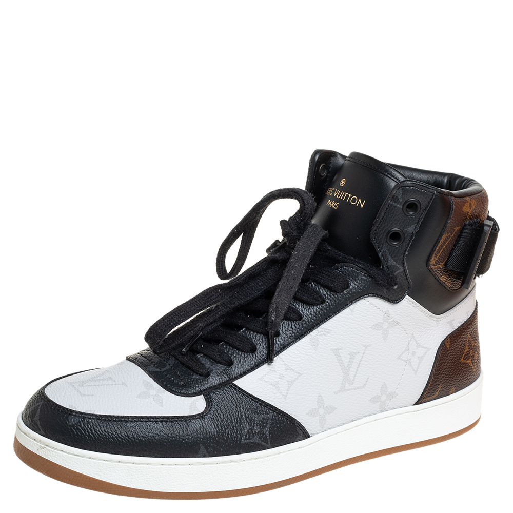 Pre-owned Louis Vuitton Tricolor Monogram Canvas Rivoli High Top Sneakers Size 40 In White