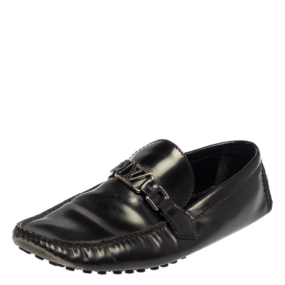 

Louis Vuitton Black Leather Hockenheim Slip On Loafers Size