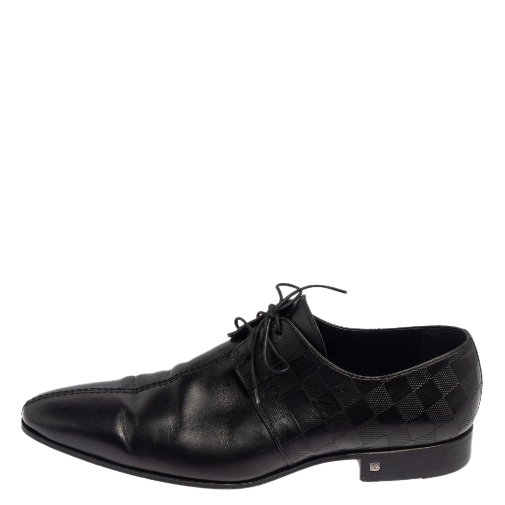 

Louis Vuitton Black Damier Leather Lace Up Oxfords Size