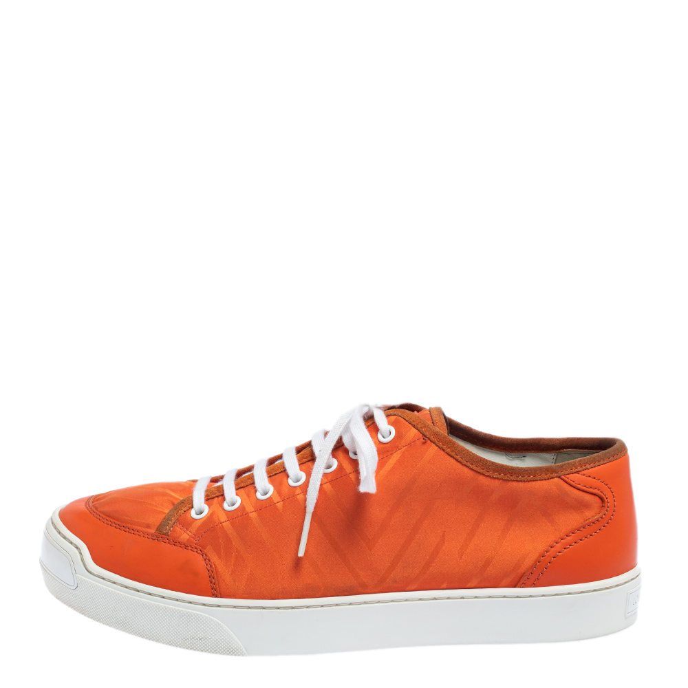 

Louis Vuitton Orange Fabric and Leather Sneakers Size