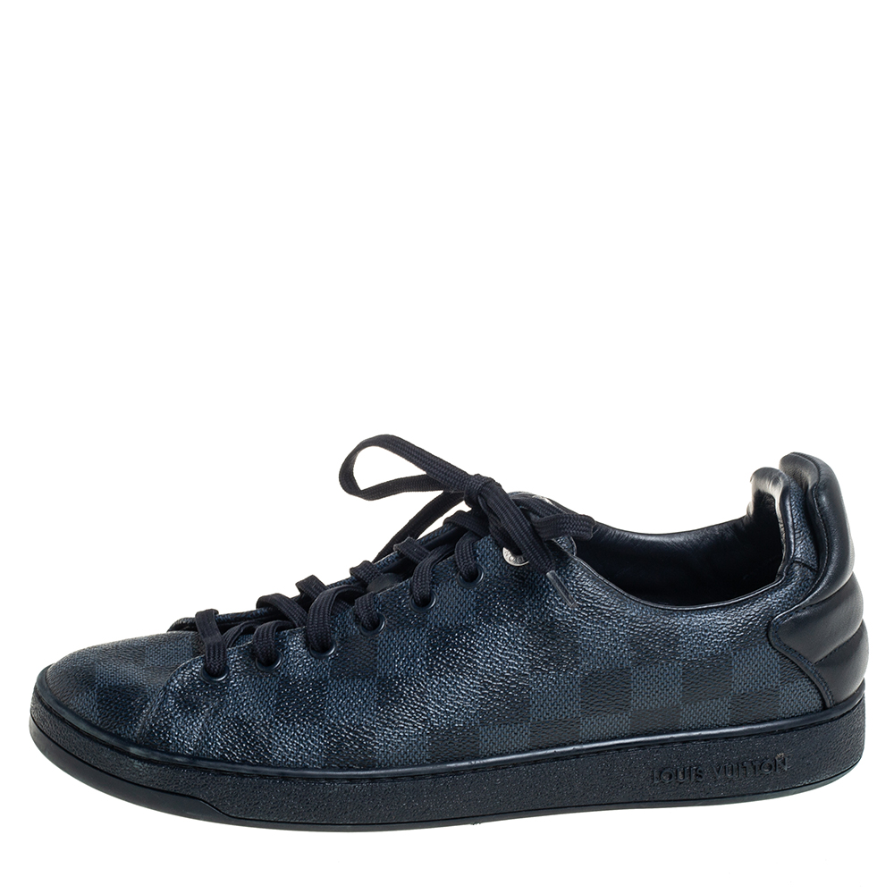 

Louis Vuitton Blue Damier Cobalt And Leather Frontrow Low Top Sneakers Size