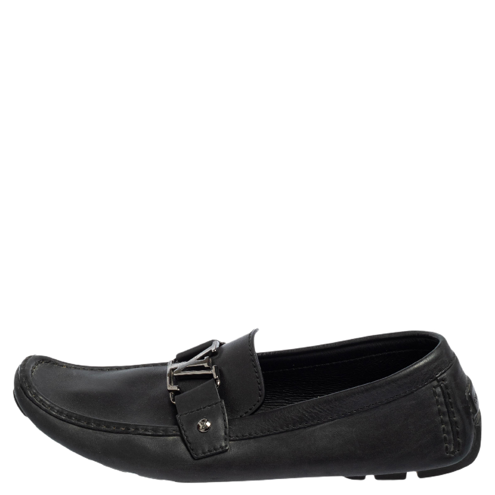 

Louis Vuitton Black Leather Monte Carlo Slip On Loafer Size