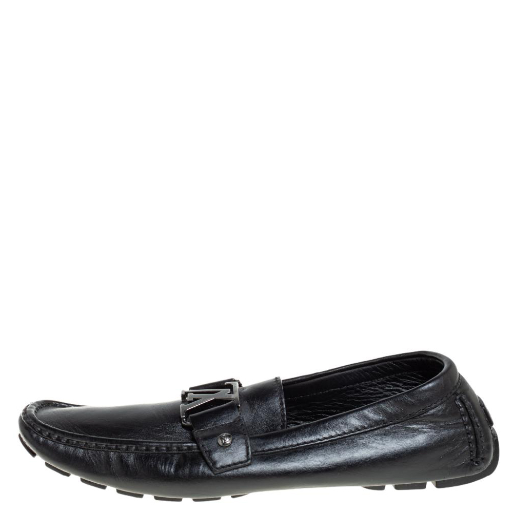 

Louis Vuitton Black Leather Monte Carlo Loafers Size