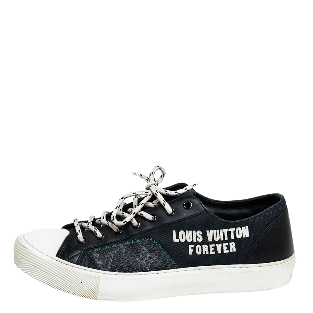 

Louis Vuitton Black Canvas And Leather LV Forever Tattoo Low Top Sneakers Size
