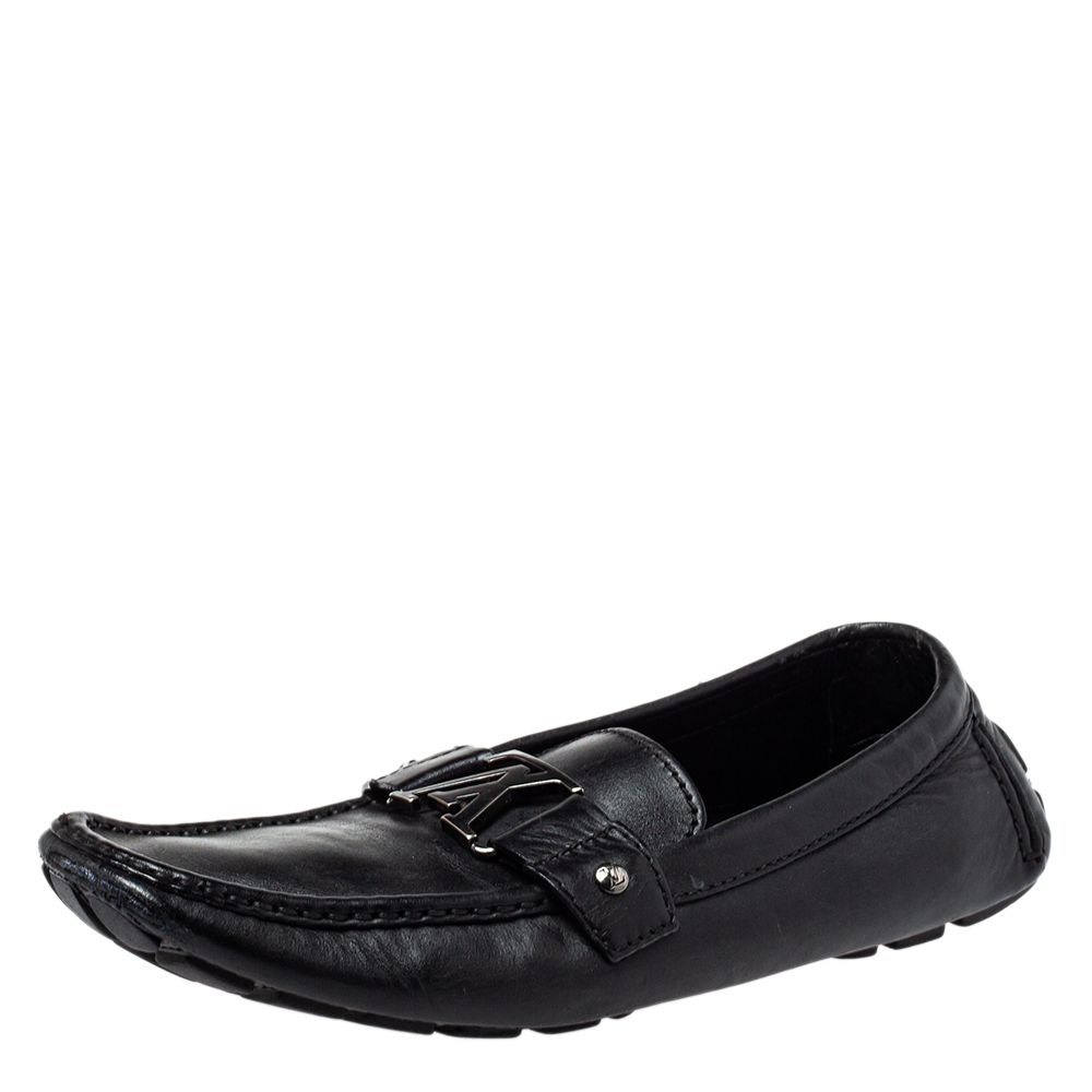 

Louis Vuitton Black Leather Monte Carlo Slip on Loafer Size
