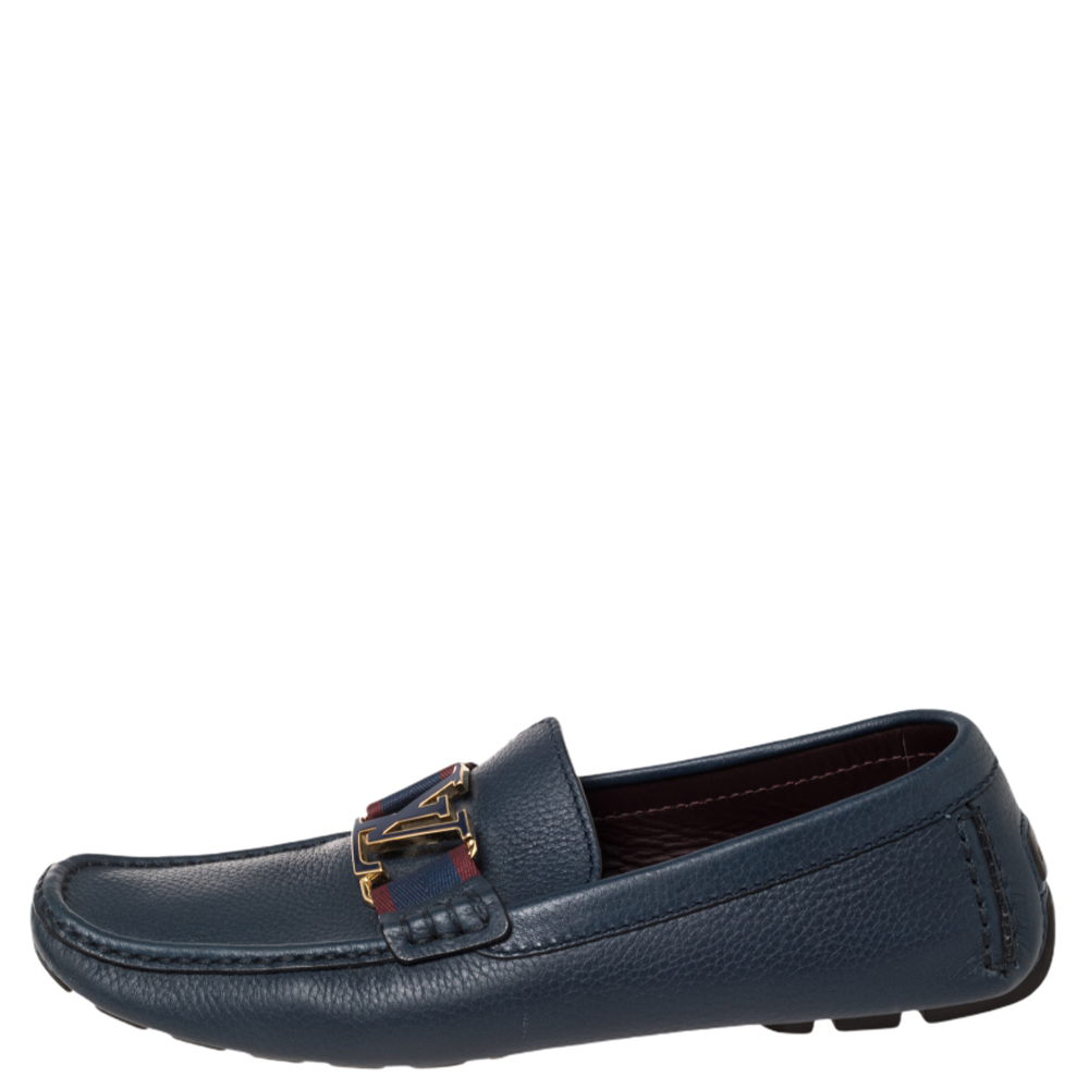 

Louis Vuitton Blue Leather Ribbon Monte Carlo Loafers Size