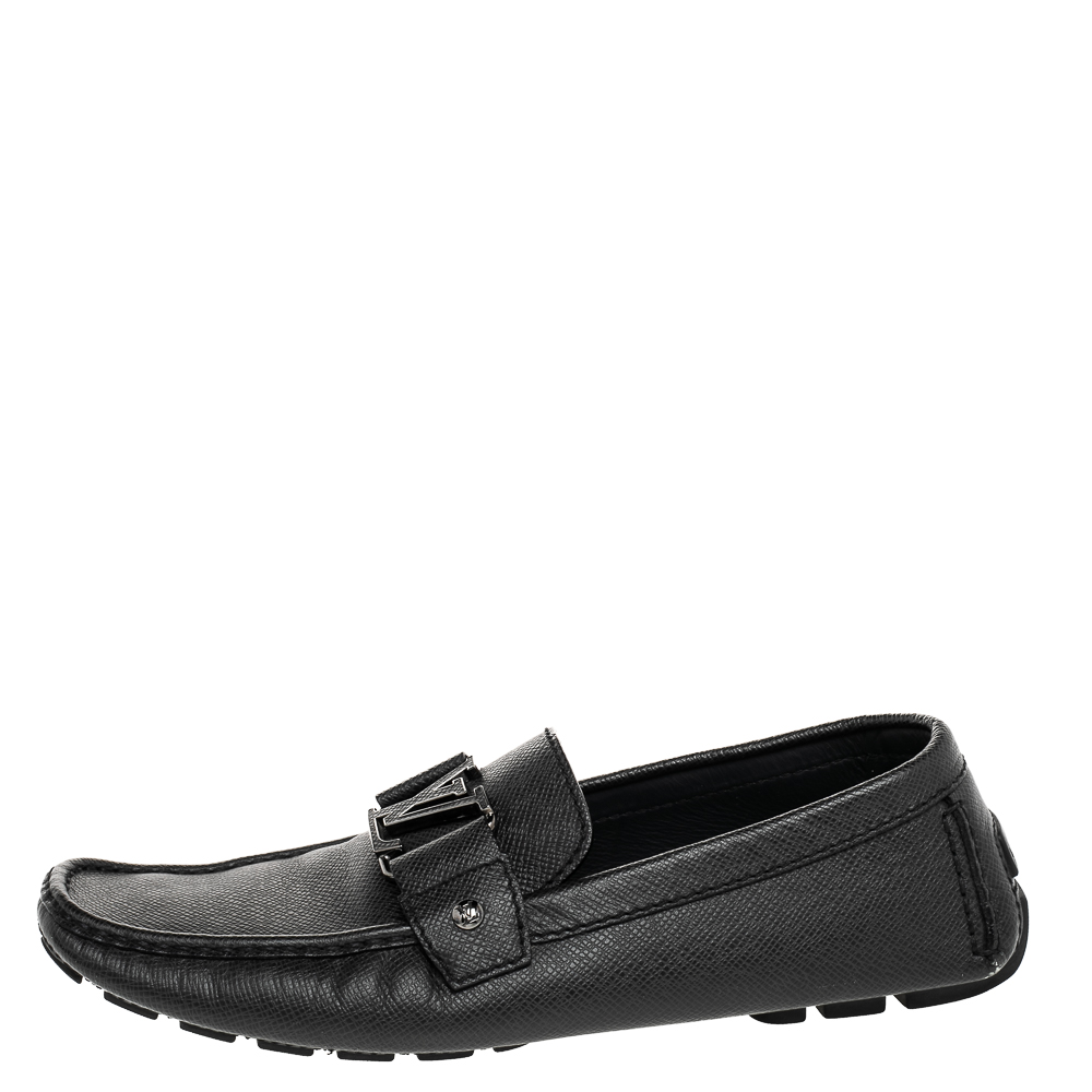 

Louis Vuitton Black Leather Monte Carlo Slip On Loafers Size
