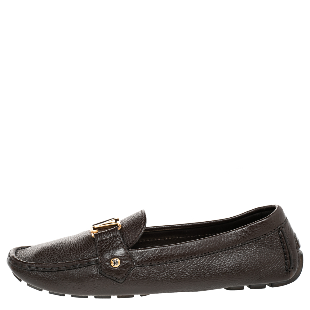 

Louis Vuitton Brown Leather Monte Carlo Slip on Loafers Size