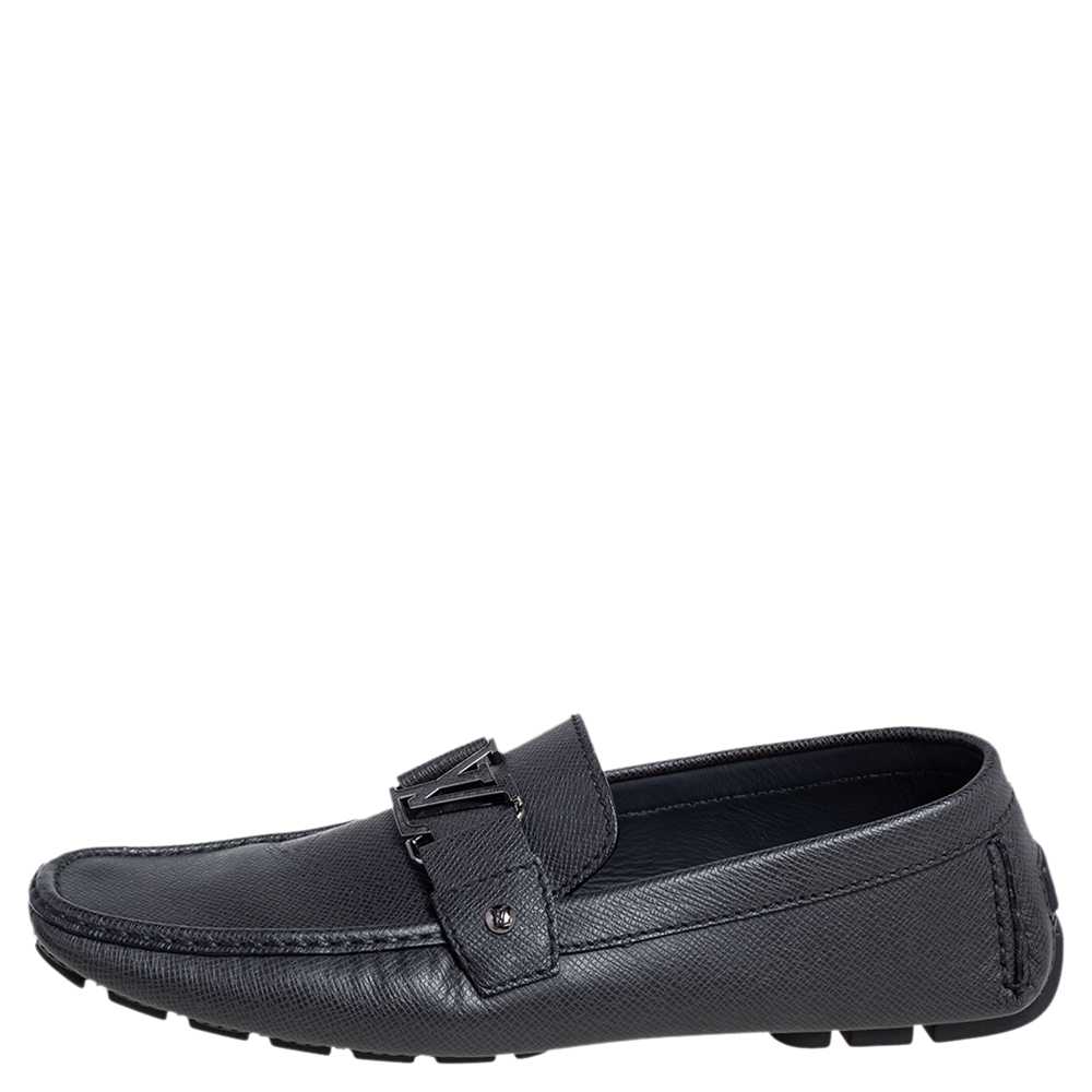 

Louis Vuitton Black Leather Monte Carlo Slip On Loafers Size