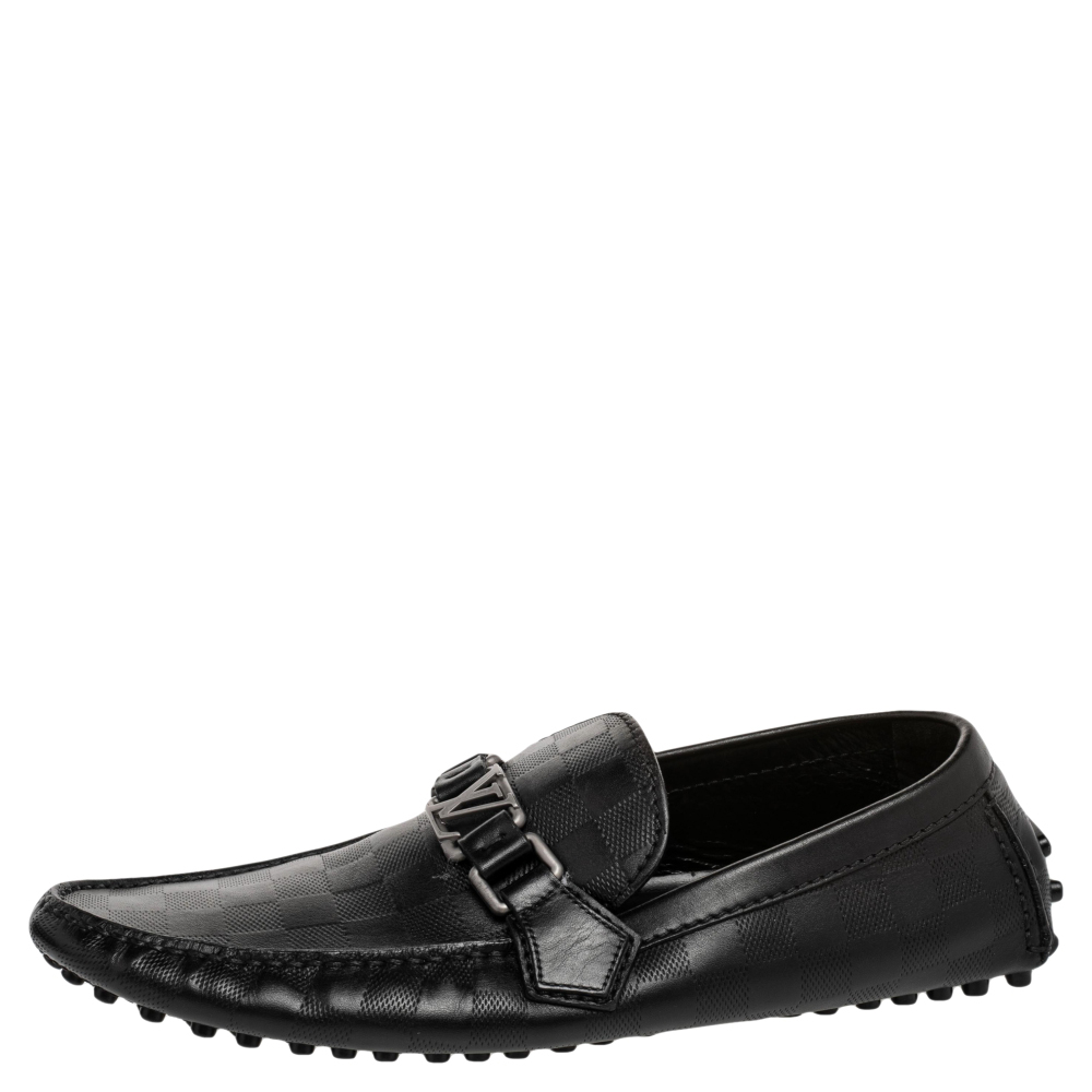 

Louis Vuitton Black Damier Infini Leather Hockenheim Slip on Loafers Size