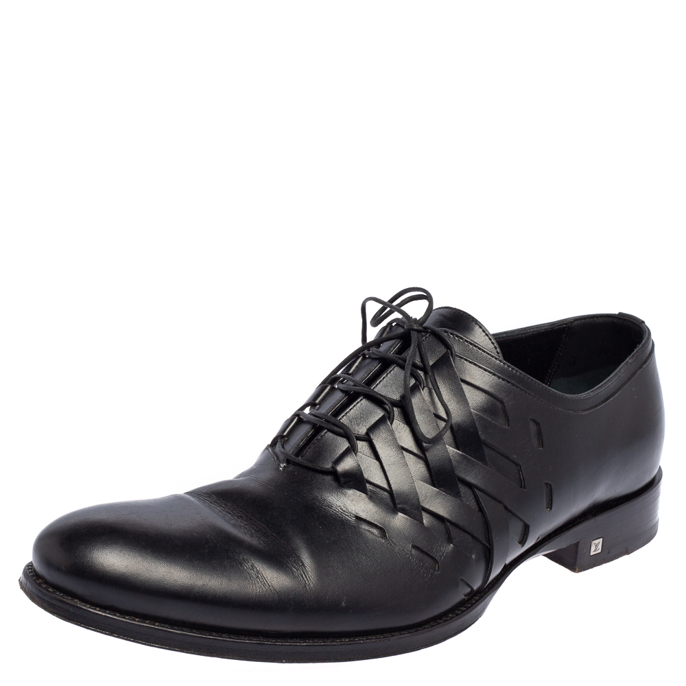 Pre-owned Louis Vuitton Black Leather Oxfords Size 42