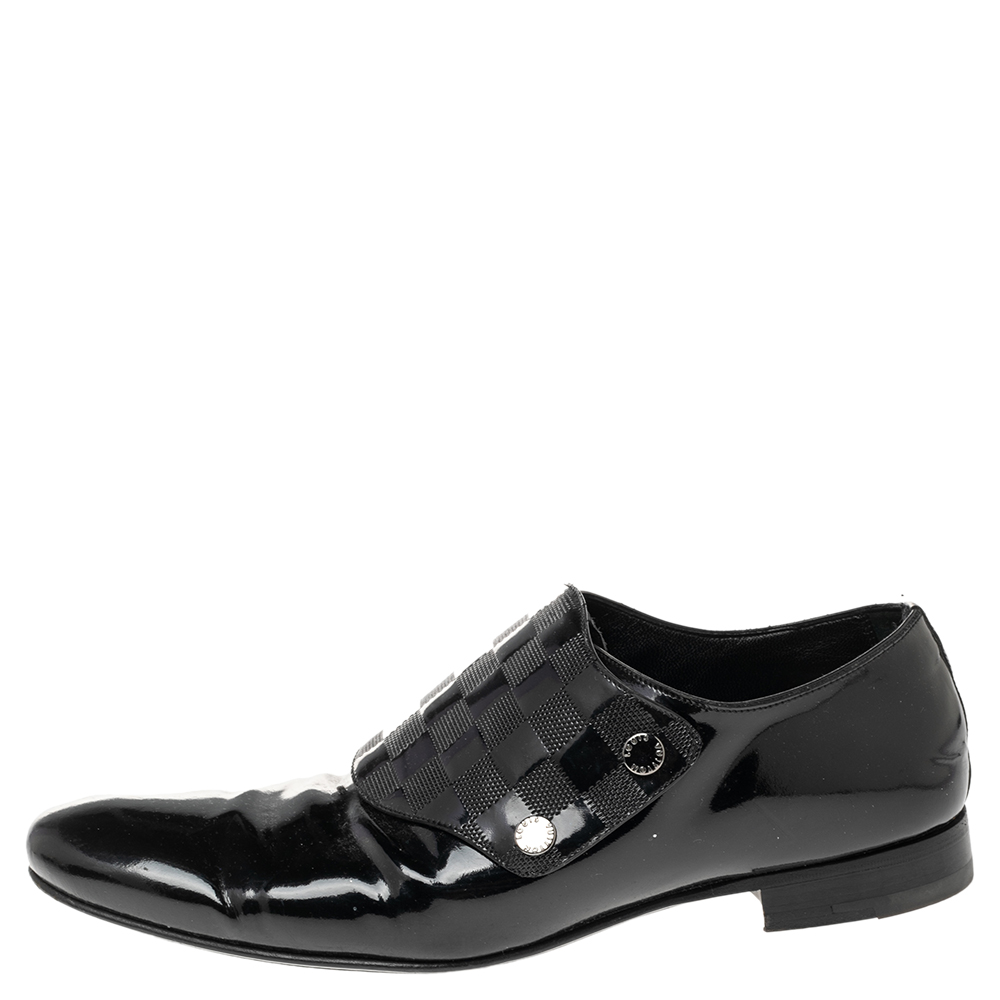 

Louis Vuitton Black Patent Leather Monk Strap Loafers Size