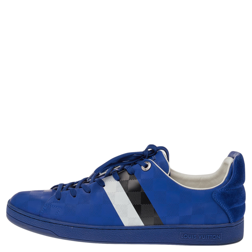 

Louis Vuitton Blue Damier Infini Leather Frontrow Lace Up Sneakers Size