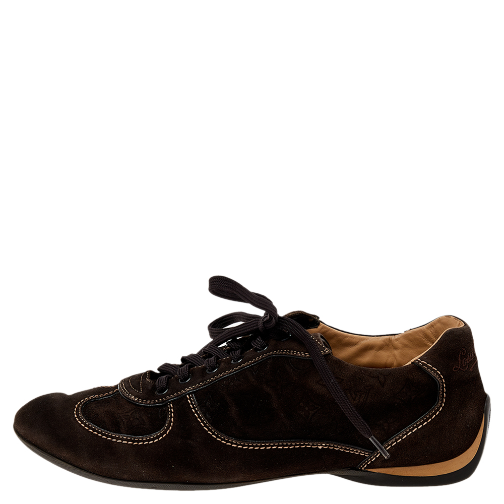 

Louis Vuitton Brown Monogram Suede Low Top Sneakers Size