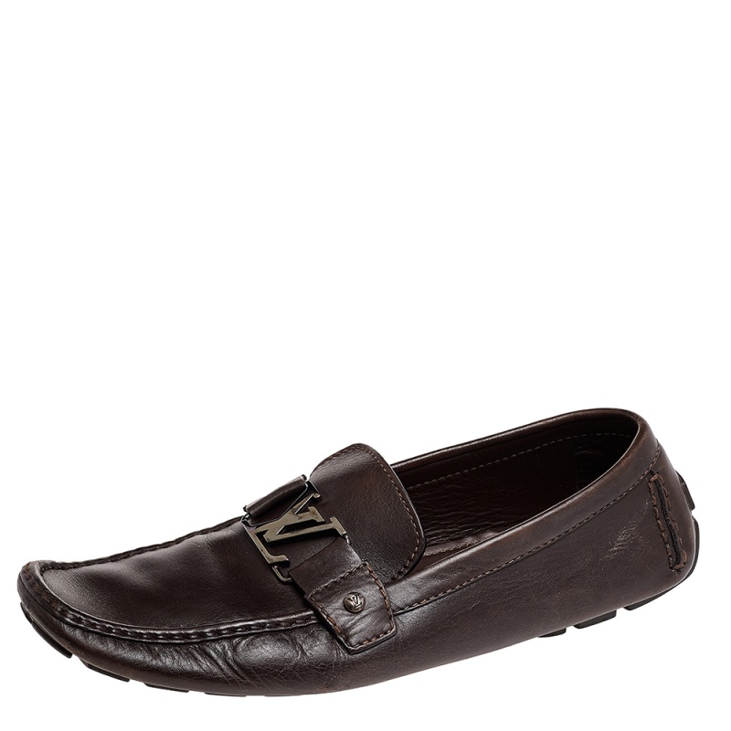 

Louis Vuitton Dark Brown Leather Monte Carlo Slip On Loafers Size 44.5