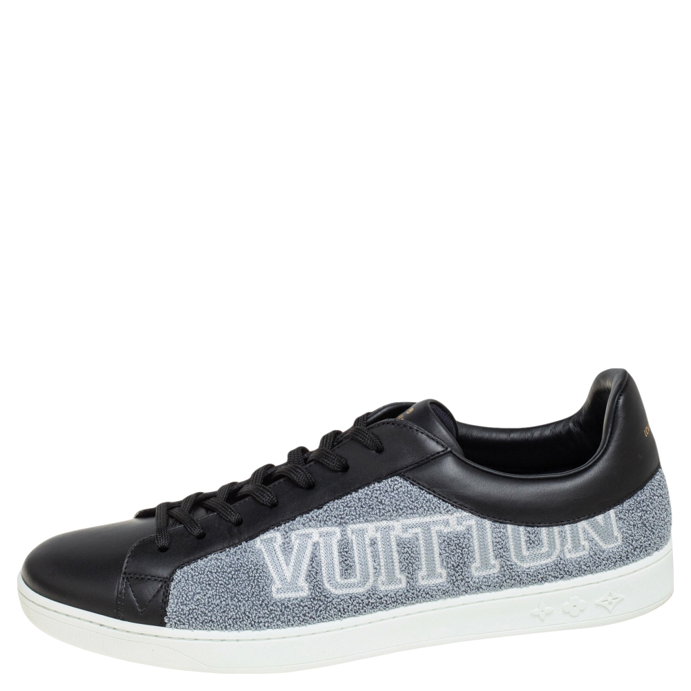 

Louis Vuitton Black Leather and Black/Grey Terry Fabric Luxembourg Sneakers Size