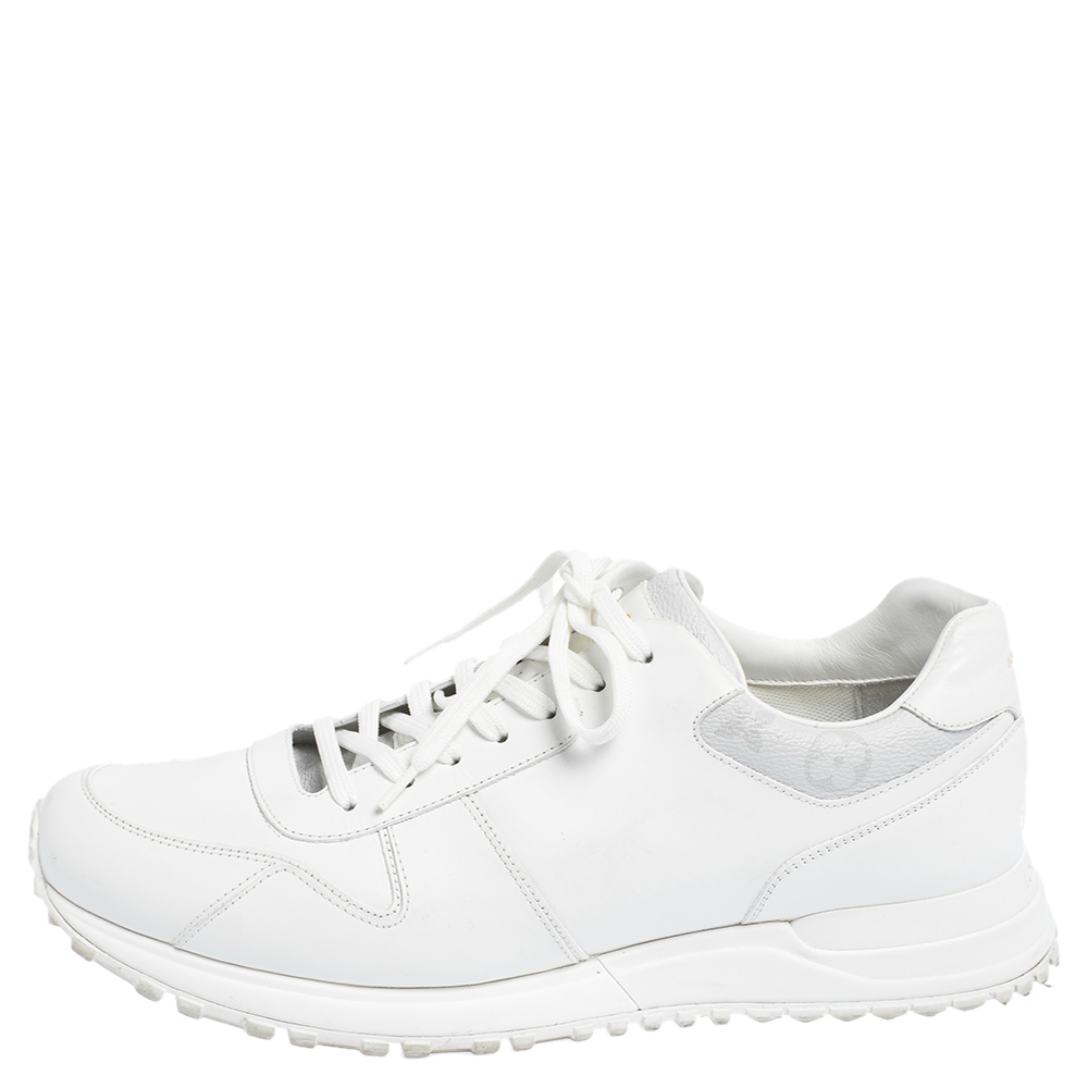 

Louis Vuitton White Leather and coated Canvas Run Away Sneakers Size
