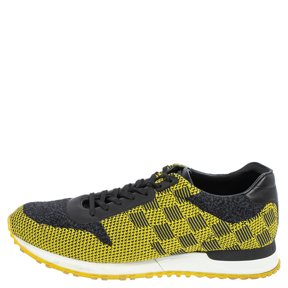 

Louis Vuitton Yellow/Black Cotton Knit And Leather Run Away Sneakers Size