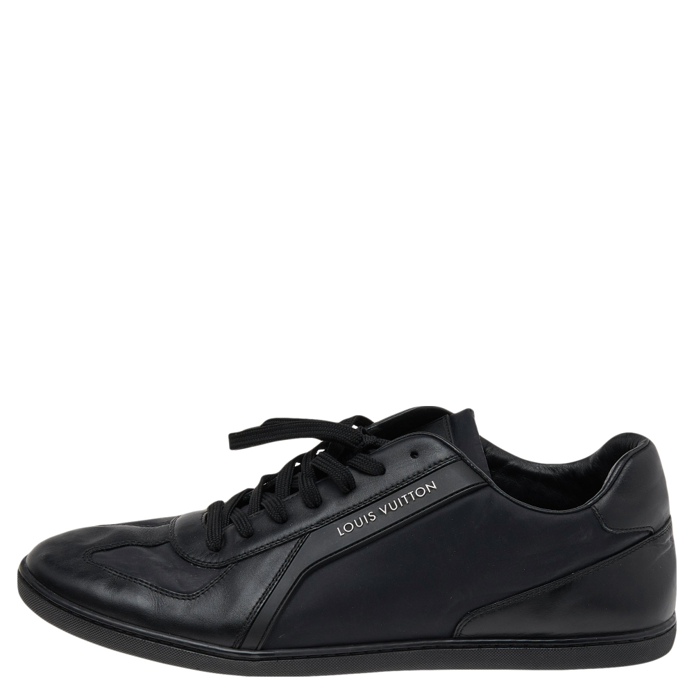 

Louis Vuitton Black/Navy Blue Leather And Nylon Low Top Sneakers Size