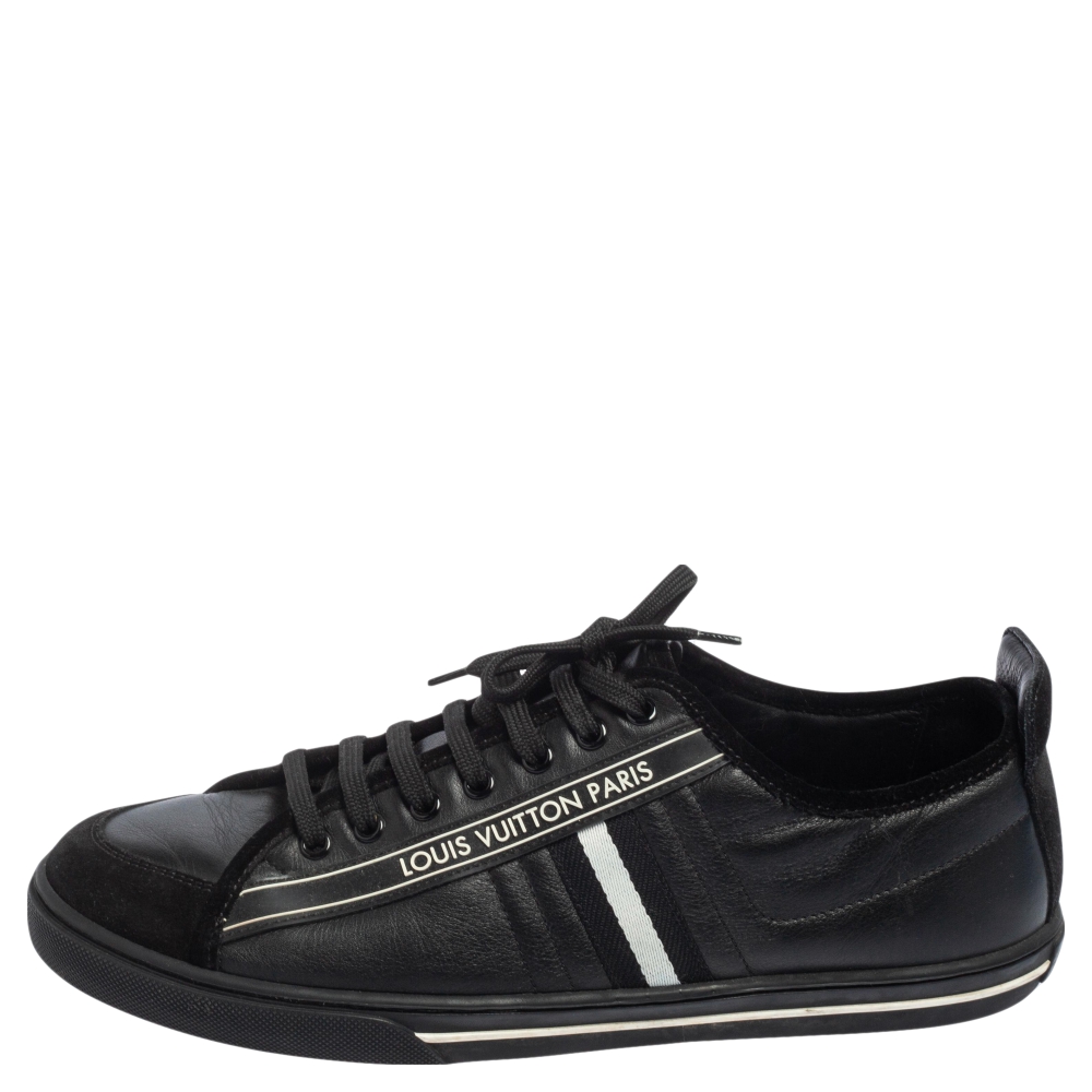 

Louis Vuitton Black Leather and Suede Cosmos Low Top Sneakers Size