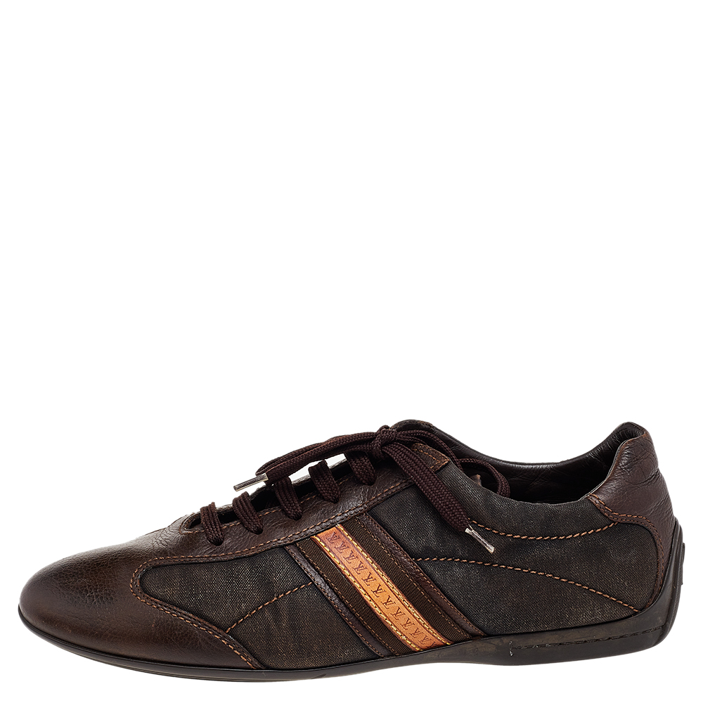 

Louis Vuitton Brown Canvas And Leather Low Top Sneakers Size
