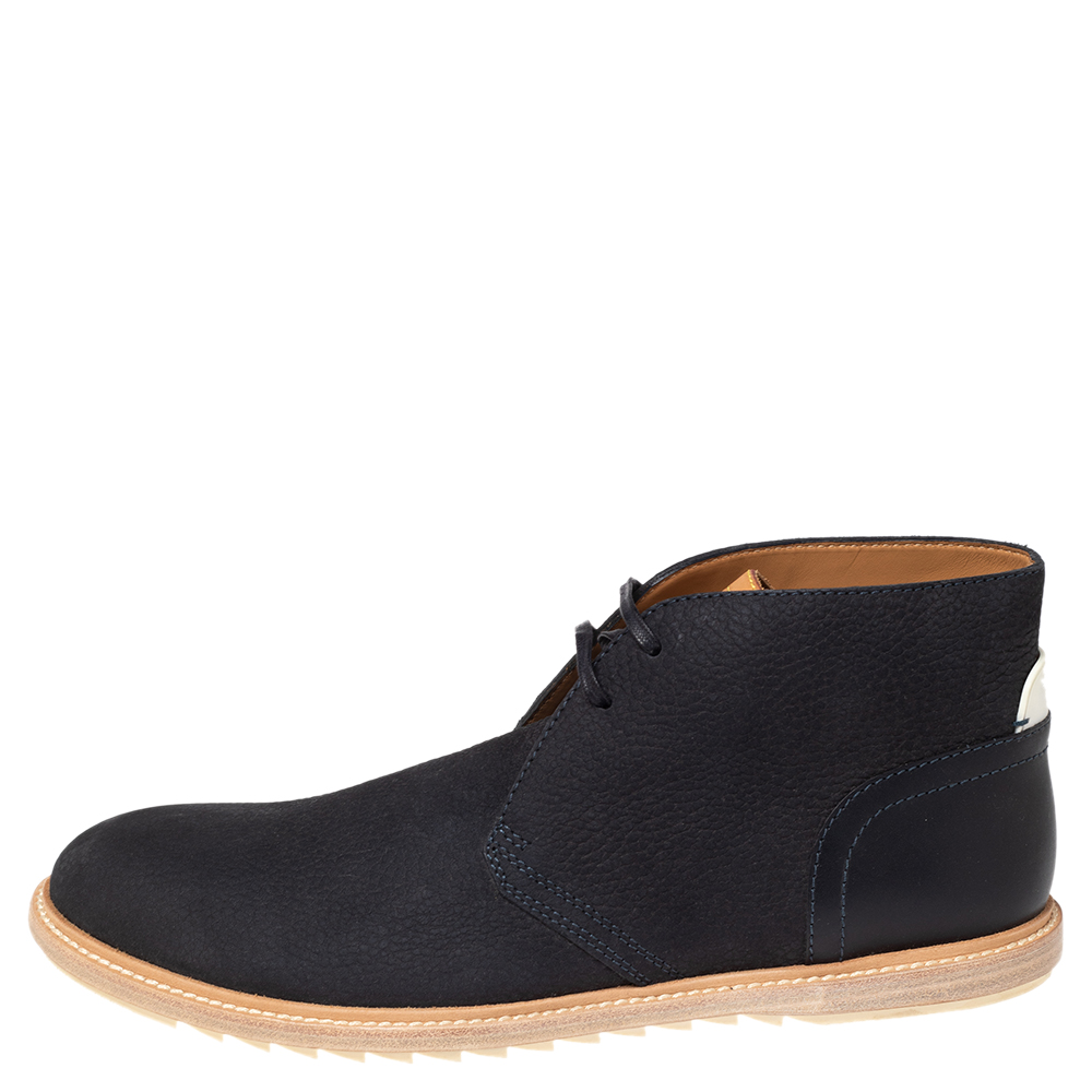

Louis Vuitton Navy Blue Nubuck And Leather Lace Up Ankle Boots Size