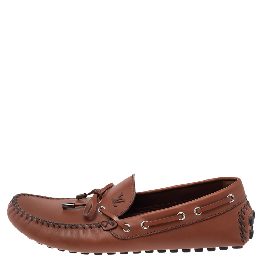 

Louis Vuitton Brown Leather Gloria Bow Slip On Loafers Size