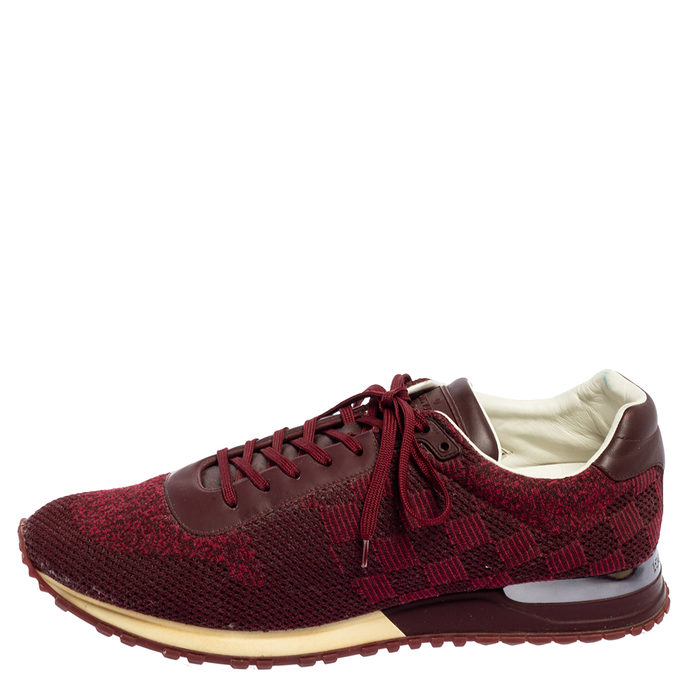 

Louis Vuitton Burgundy Damier Fabric and Leather Run Away Sneakers Size