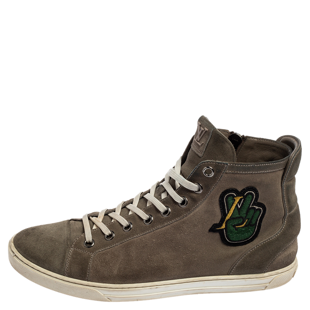 

Louis Vuitton Grey Suede High Top Sneakers Size