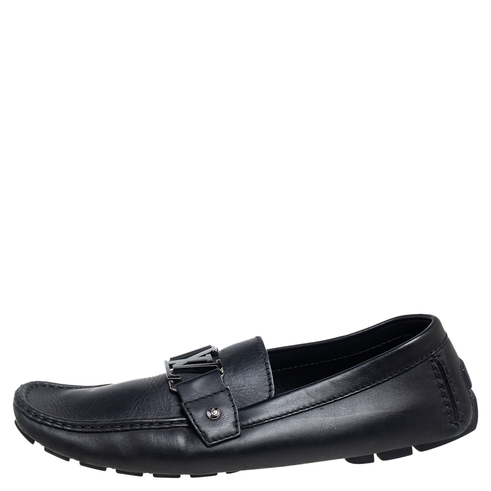 

Louis Vuitton Black Leather Monte Carlo Slip On Loafers Size