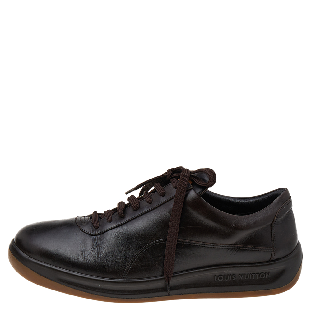 

Louis Vuitton Dark Brown Leather Low Top Sneakers Size
