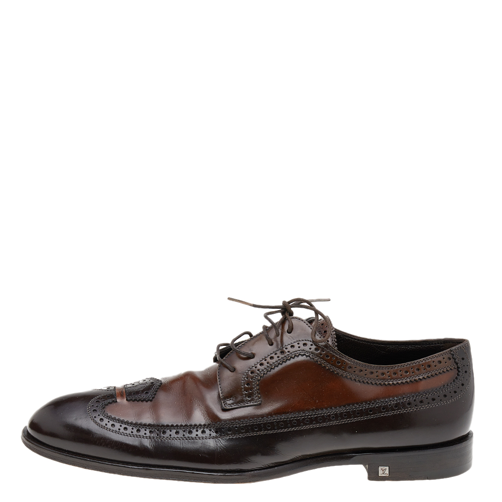 

Louis Vuitton Brown Brogue Leather Lace Up Derby Size