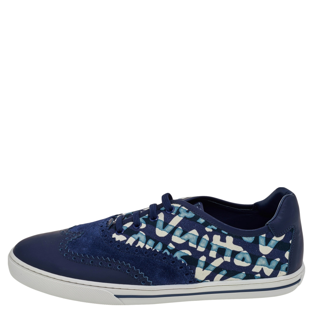 

Louis Vuitton Blue Leather And Printed Canvas Stephen Sprouse Low Top Sneakers Size